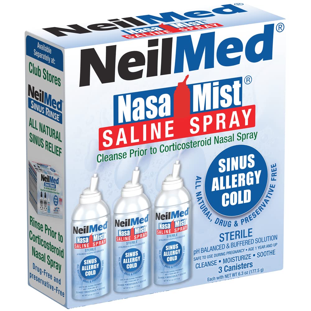 NeilMed NasaMist Isotonický Saline Spray. Sooth, hydratovat a vyčistit pomocí speciálně navrženého hrotu. 177ml. Obsahuje 3 NasaMist kanystry