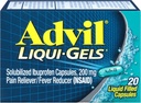 Advil Liqui- Gels Pain Reliever and Fever Reducer, Pain Medicine pro dospělé s Ibuprofen 200mg pro bolest hlavy, záda, menstruační bolest a kloubní bolest - 20 tekuté plněné kapsle