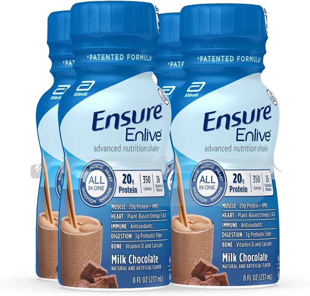 Zajistit Enlive jídlo výměnou Shake, 20g protein, 350 kalorií, Advanced Nutrition Protein Shake, Mléčná čokoláda, 8 Fl Oz (balení po 4)