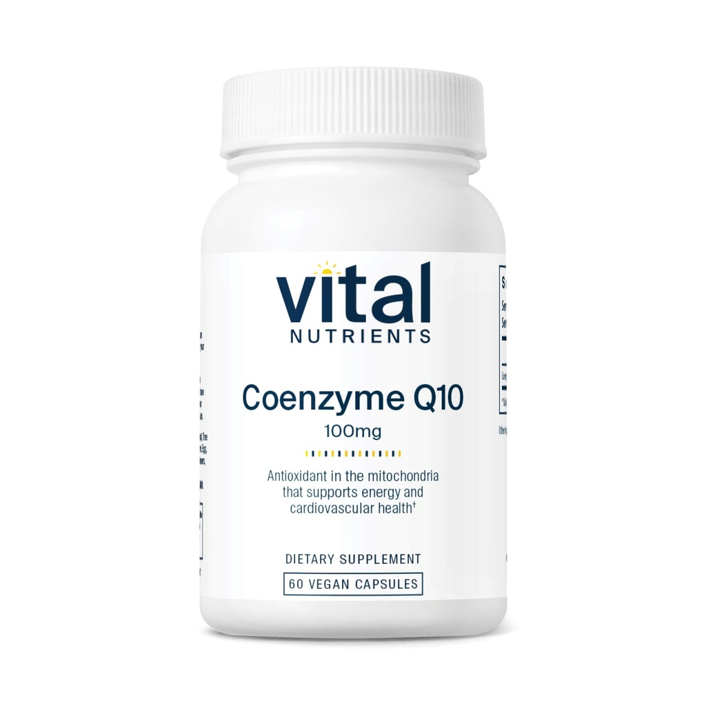 Vital Nutrients CoQ10 100mg Supplements 124; Vegan Supplementary 124; CoEnzyme Q10 from Ubiquinone Supplementary 124; potent Antioxidant to Support Heart Health and Energy Levels * I124; Gluten, Dairy and Soy Free Supplementary 124; Non- GMO Supplementary 124; 60 Kapsle