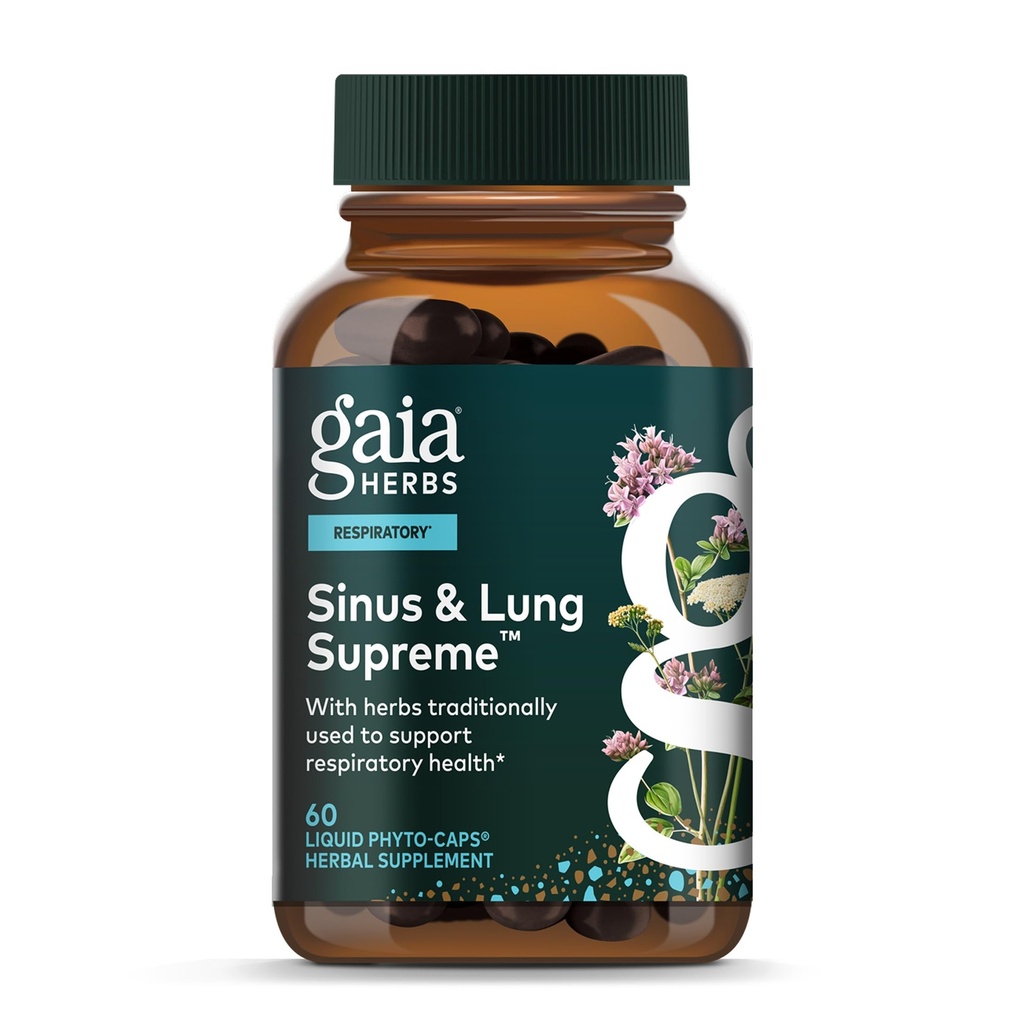Gaia Herbs Sinus & Lung Supreme - Lung Supplement for Respirační zdraví - Sinus Support -Vegan, gluten- Free & Dairy Free - Plant- Based Formule - 60 Kapsle