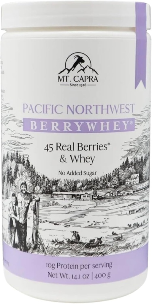 Mt. Capra Pacific Northwest BerryWhey Côte 124; Non- GMO Meal Replacement Shake High in Antioxidants with Locally Grown Blueberries, Aronia Berry, and Goat Whey Protein Côte 124; 10 Servings - 14.1 oz