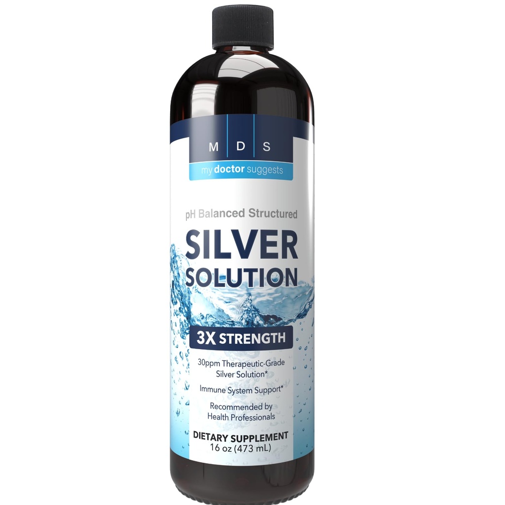 Alkalické strukturované Silver Liquid Supplement 30ppm - Imunitní a Gut Health Support - Extra síla strukturované koloidní stříbro Minerální doplňky - Made in USA (16 oz)