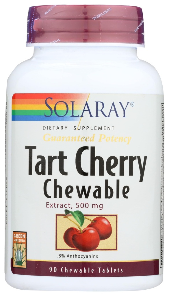 SOLARAY Zaručená potence Tart Cherry Fruit Extract, Žvýkací, Třešňový (Btl- Plastic) 500mg Př