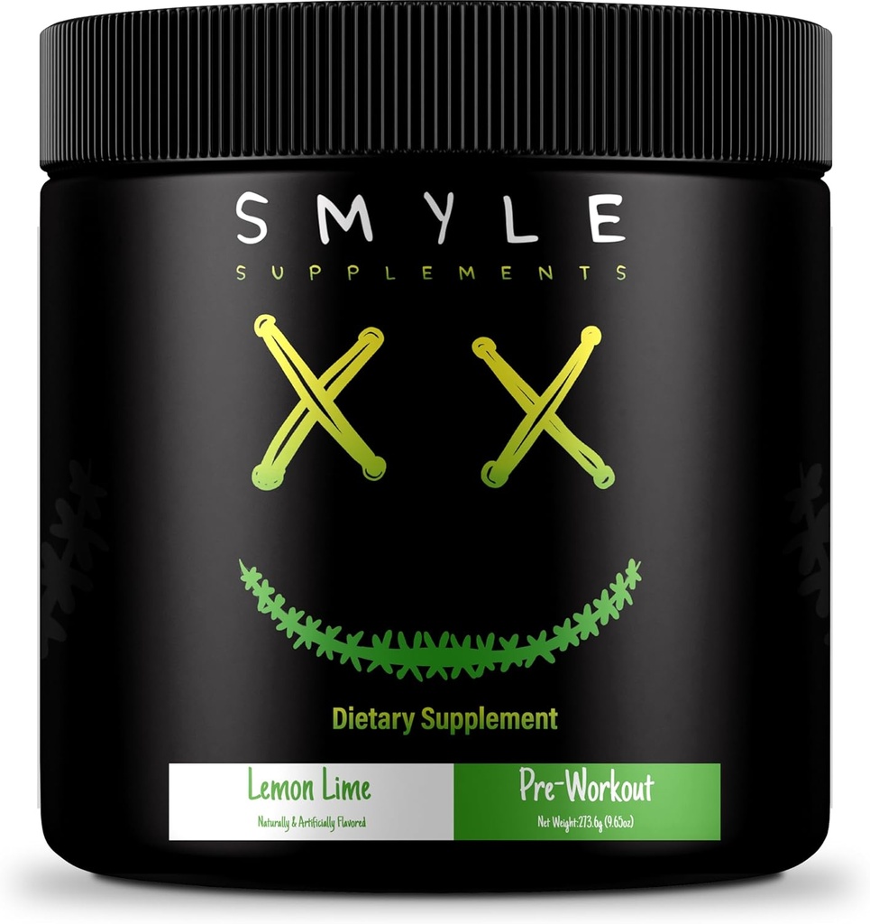 Smyle USA Pre- Workout Powder Lemon Lime - Pre Workout Energy s 400mg Alpha GPC + 167mg Caffeine a 1667mg Beta- Alanin Performance Blend 124; 30 Servings