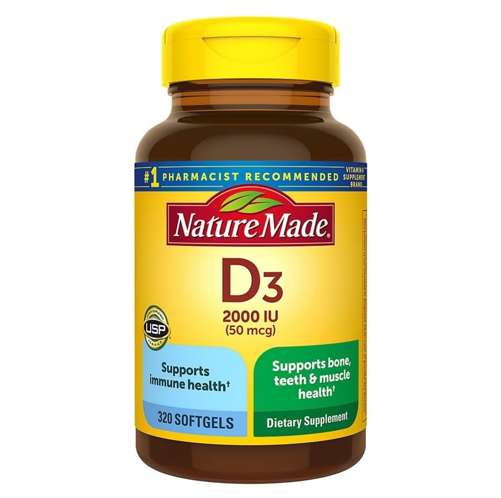 Nature Made Vitamin D3 2000iu 320 Ct. Měkké gely (Balení květen Vary)