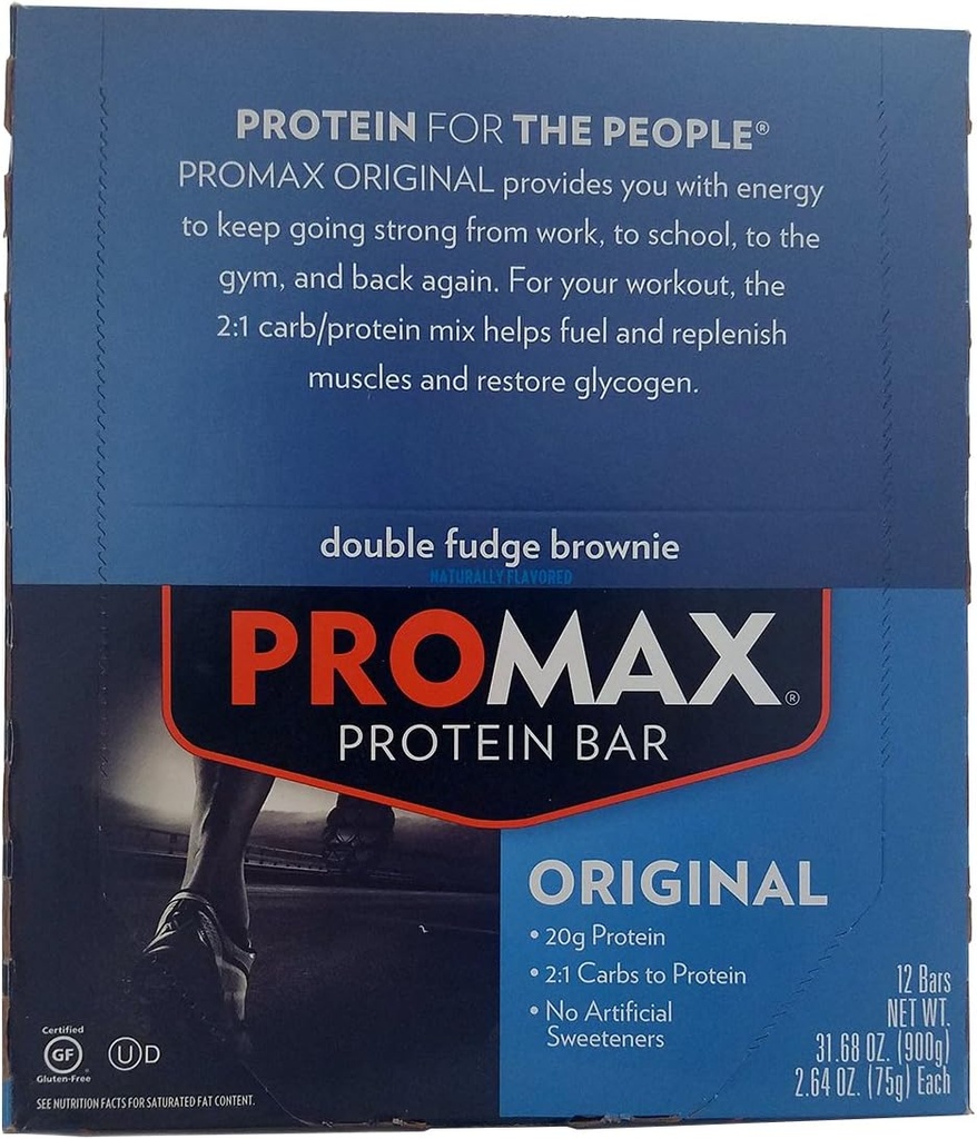 Promax Protein Bar Double Fudge Brownie - 12 - 2.64 oz (75 g) bary [31.68 oz (900 g)]
