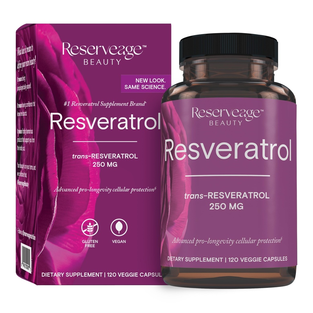 Rezervace Beauty, Resveratrol 250 mg, Antioxidant dodatek pro srdce a buněčné zdraví, podporuje zdravé stárnutí a imunitní systém, Paleo, Keto, 120 Kapsle