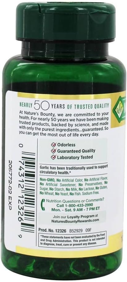 Nature 's Bounty Česnek Extract 1000 mg, 100 Rychlé uvolnění Softgels (Balení po 2)
