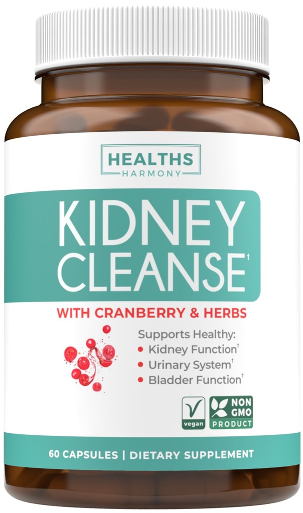 Ledviny Cleanse Detox (Non- GMO) Podpora zdravé moči Tract- Výkonný VitaCran Cranberry Extract & Byliny - Zdravé ledviny Supplement - 60 Vegetariánské kapsle (Žádné pilulky)