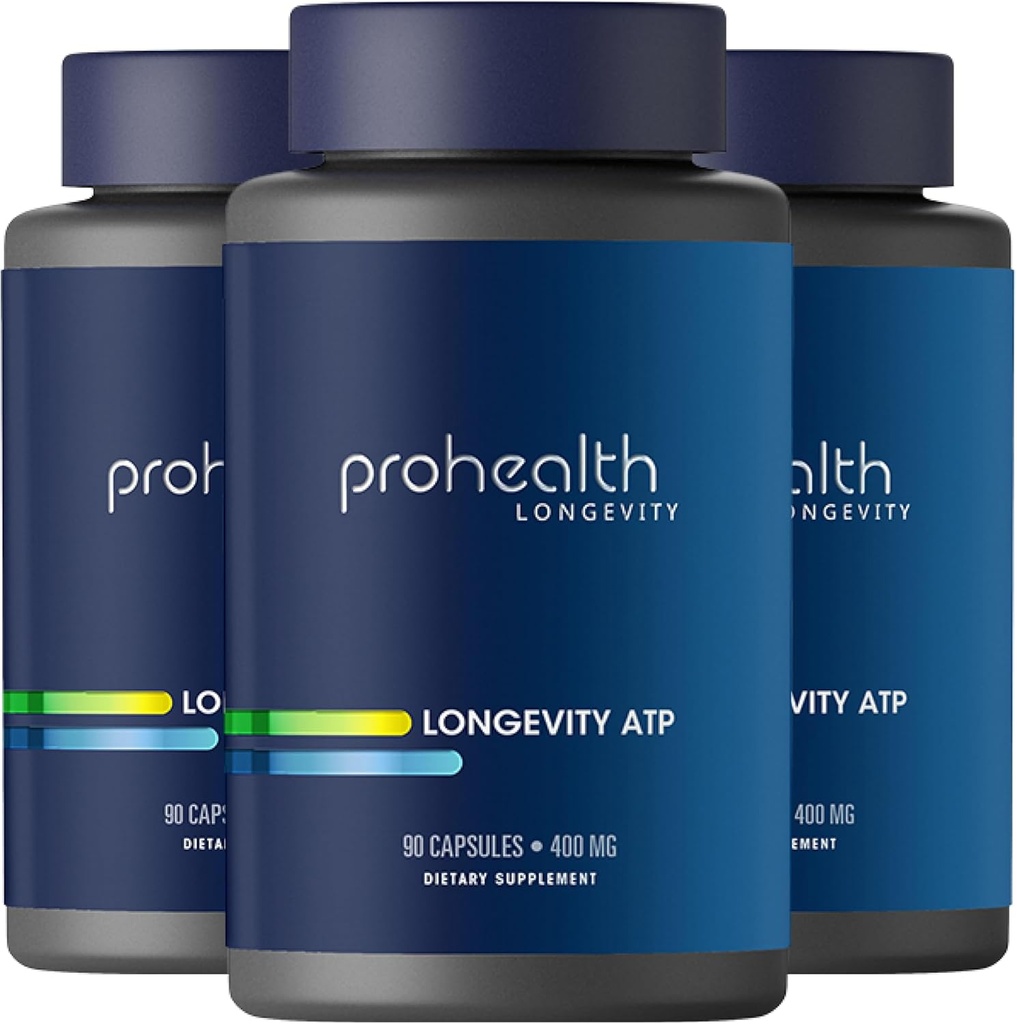 ProHealth Longevity ATP - 400 mg X 90 Servings, PeakATP Patented Pure ATP k udržení buněčné energie, svalové síly a kognitivní funkce, podporuje srdeční zdraví a metabolické účinnosti (3 Pack)