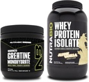 NutraBio Creatin Monohydrát, Neochucené, 150g a syrovátkové bílkoviny izolát, alpská vanilka, dodatek Bundle - Svalová energie, Lean růst svalů, zotavení, a síla