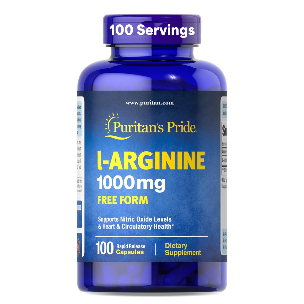 Puritan 's Pride L- Arinin 1000mg, dodatek stravy podporuje hladiny oxidu dusnatého a srdce a oběhové teplo, 100 denní zásobování, 100 tablet