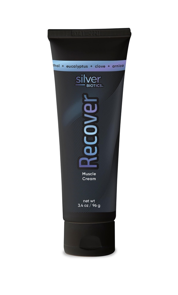 Silver Biotics Recover Muscle Cream 124; 20 ppm Patented Silver Solution 124; Arnica Oil 124; Jojoba Oil 124; Camphor 124; Vitamin E 124; Silver Strong 124; 3.4oz