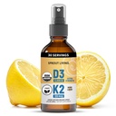 Organický vitamin D3 5000 IU (Lichen) + K2 120 mcg (fermentovaný chickpea), imunitní, kostní a srdeční zdraví s kalcium Absorpce 124; Stopy Minerály, Lemon & Citrus, Sugar Free, Spray (1 FL OZ, 30 Servings)