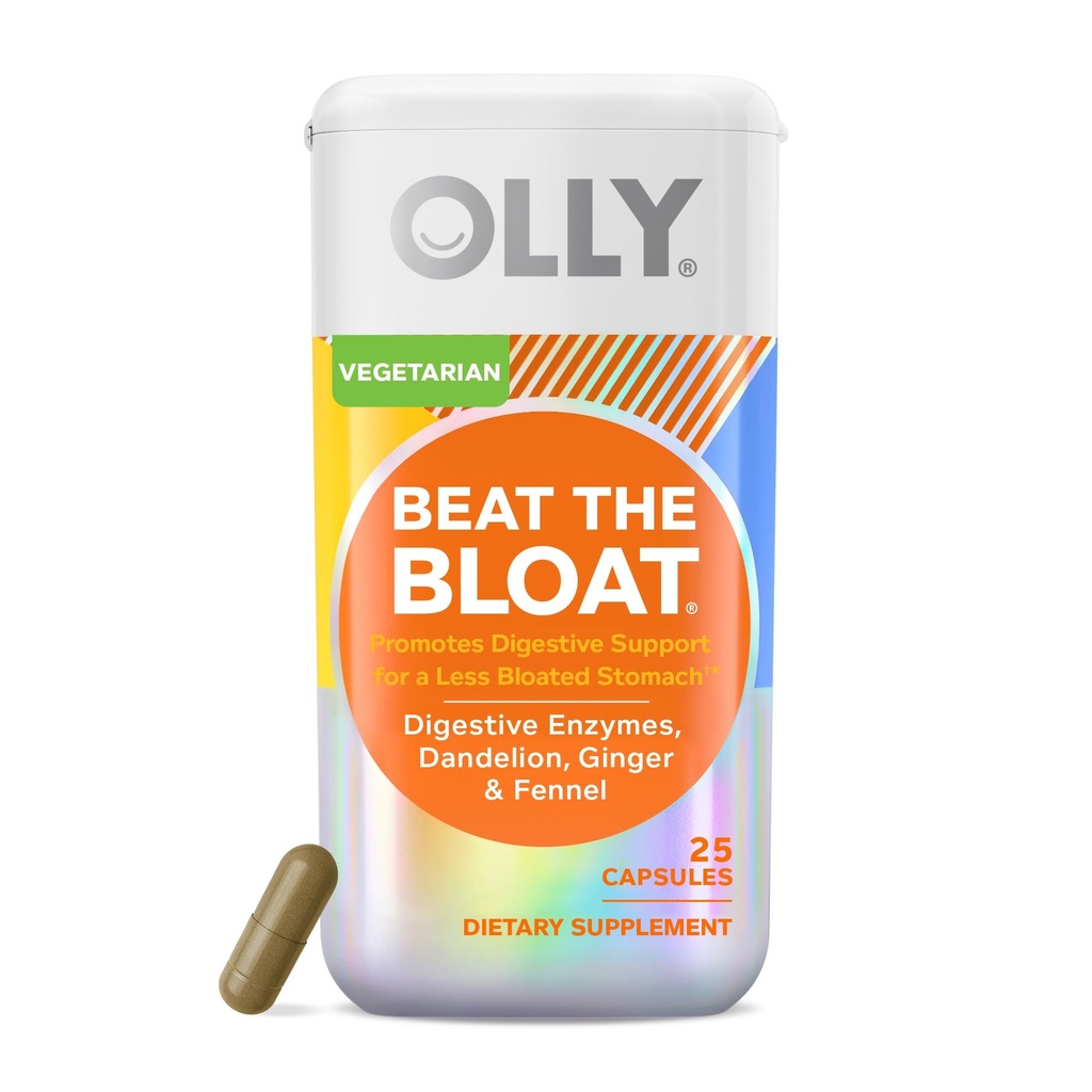 OLLY Beat The Bloat Kapsle, Dědičná podpora Enzymy, Dodatek pro ženy - 25 Počet