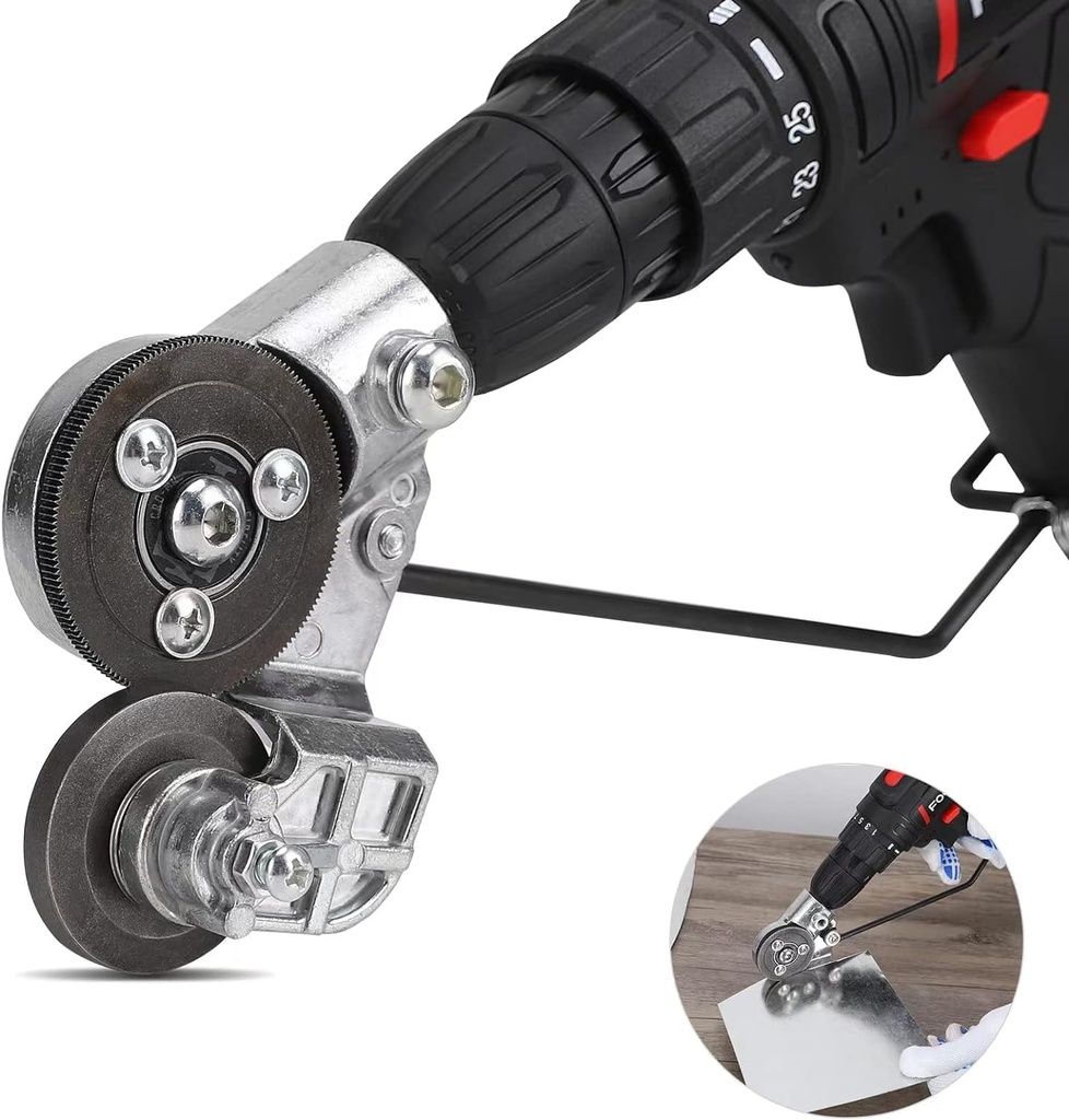 Aktualizovaný elektrický vrtačka deska Cutter, Nový kovový nibler vrtačka Cutter Attachment / Adaptér, DIY kovový vrtačka Attachment, plech kovový nůž pro řezání železa, bílý list, ocel, měď, hliník