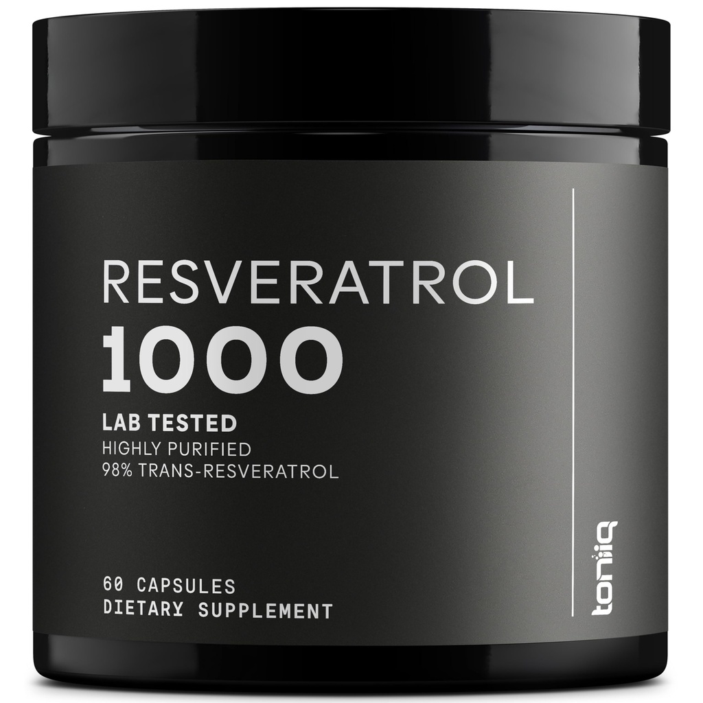 Ultra High Potency Third- Party Testováno Trans Resveratrol 1000mg - 98% čistý, vysoce čištěný a biologicky dostupný - Resveratrol Polygonum Root Extract - 60 Kapsle