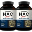 2 Pack NAC dodatek (N-Acetyl Cystein) s Quercetin, 1,200mg per Serving, 480 Kapsle 124; Double Strength Antioxidant Support for Immunication, Jaterní, & Lung Health - Non- GMO