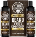 Viking Revolution Beard Wash and Beard Conditioner for Men with Argan Oil and Jojoba Oil - Beard Softtener and Posilovač Beard Care Shampool and Conditioner with Beard Oil (10oz, Sweet Tabák)