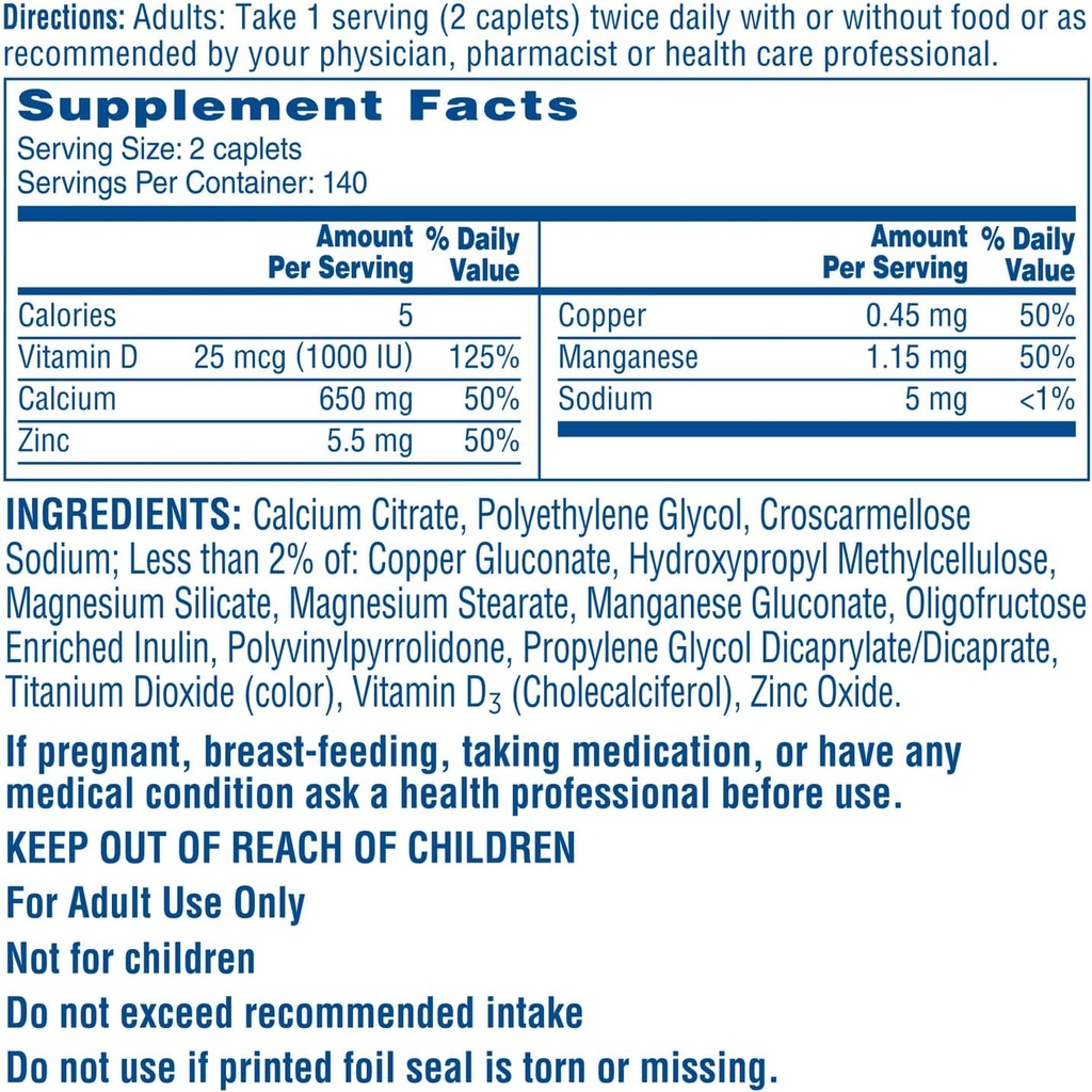 Maximum Plus Citracal, Vysoce rozpustné, Snadno Digested, 630 mg vápníku Citrát s 1000 IU vitaminu D3, Doplněk pro kostní zdraví pro dospělé, Kaplety, 280 Počet (balení po 1)
