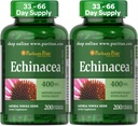 Puritan je Pride Premium Echinacea přírodní celý Herb Bylinný dodatek 400mg, Dietní dodatek pro zdraví, Podpora imunitního systému, 200 Rychlé uvolnění kapsle, 2 Pack