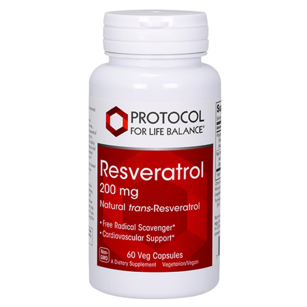 PROTOKOL PRO LIFE BALANCE Resveratrol 200 mg - Trans- Resveratrol - s japonským Knotweed & Grape Seed Extract - Vegan & Non- GMO - 60 Veg Kapsle