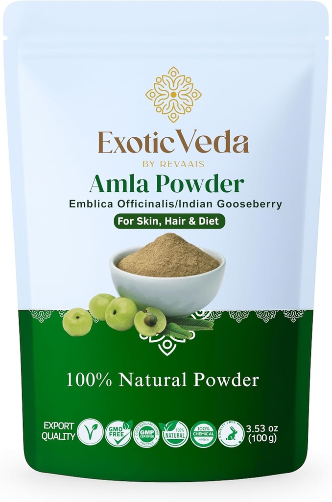 Amla Powder 124; 100% čisté a přírodní indické Gooseberry 124; Ayurvedic Bylinný dodatek pro péči o vlasy, Skin Glow & Wellness 124; Non- GMO, No Additives, Preservatives nebo Fillers Fouch 124; 100g Pouch