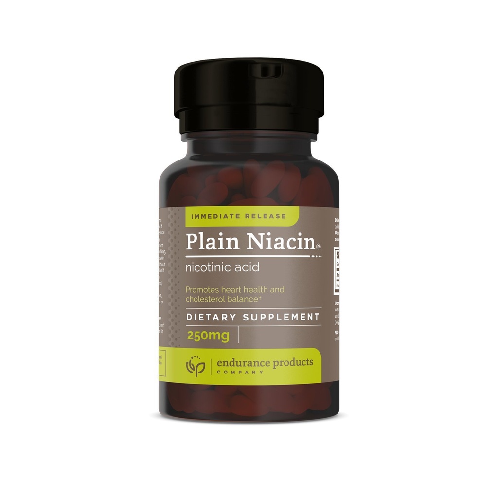 Endur Plain Niacin (kyselina nikotinová), Heart Health & Health Cholesterol Balance Supplement, Release Formule, Gluten Free, 250mg (100 tablet)