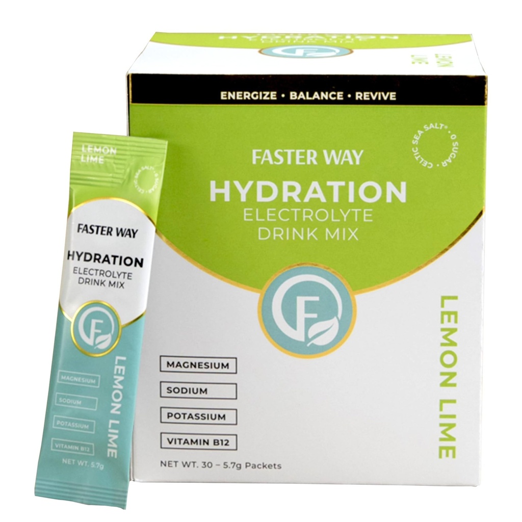 Rychlejší cesta - Hydratace - Electrolyte Drink Mix - S jablečným octem, Choline, Probiotika & Natural B Vitamíny - Energize & Revive - Powder Packets - Zero Sugars -Gluten Free -Lemon Lime -30 Pack