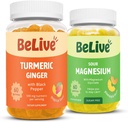 BeLive Bundle Magnesium a turmerické gumy pro relaxaci, spánek, Inmune podporu a podporu mobility