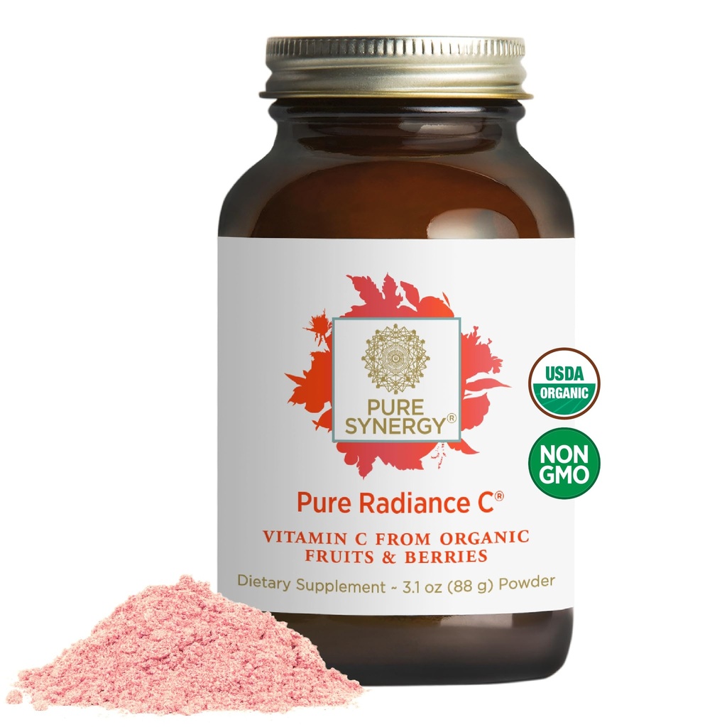 Čistá synergie Čistá Radiance C 124; Organic Vitamin C Powder 124; 100% přírodní, celé jídlo, Non-GMO dodatek s organickým Camu Camu Camu 124; pro imunitní a kolagen podporu (3.1 oz Powder)