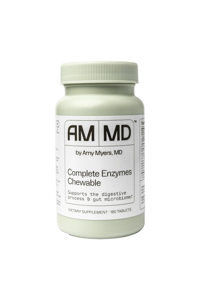 Amy Myers MD Digestive Enzymes Chewable - Kompletní Enzymy Support Leaky Gut, Acid Reflux, Gas, Bloating, Gluten Exposure - Amyláza, Lipáza, laktáza, alkalina, proteáza, sukrasa + více - 180 tablet