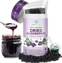 USDA organické sušené bezinky 1lb Bulk (Nejbezpečnější balení, Resealable Bag, BPA-Free Scoop) přírodní, neozářené, Syrové celé černé bezinky, imunitní podpora, Make Sambucus Elderberry Syrup, 1 Libra