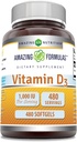 Amazing Appendias Vitamin D3 1000 IU Softgels Dodatek 124; Non- GMO CLANE124; Gluten Free CLANE124; Balení v USA (1 balení 124; 480 Počet)