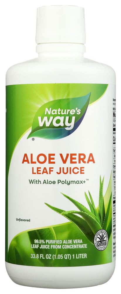 Cesta přírody Aloe Vera Leaf Juice s polymaxem +, 99,5% Čištěná Aloe Vera Leaf Juice z koncentrátu, bez příchutí, 33,8 Fl Oz