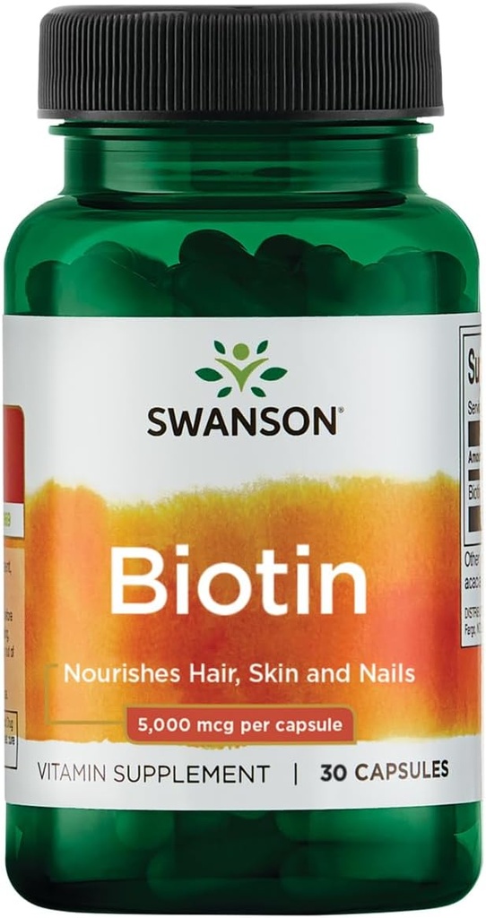 Swanson Biotin B7 Vitamin 5000 mcg 30 Kapsle