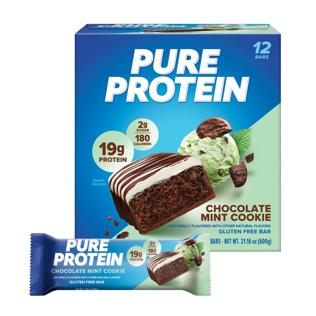 Čisté proteinové tyčinky, vysoký protein, výživné snacks na podporu energie, nízký cukr, bez glutenu, čokoládová sušenka, 1.76oz, 12 Počet balení May Vars