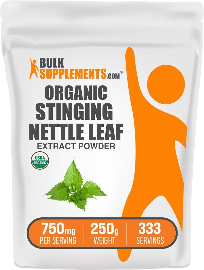 BulkSupplements.com Organic String Nettle Extract Powder - Nettle Leaf Extract, Herbal Supplement - Vegan & gluten Free, 750mg per Serving, 250g (8.8 oz) (Balení po 1)