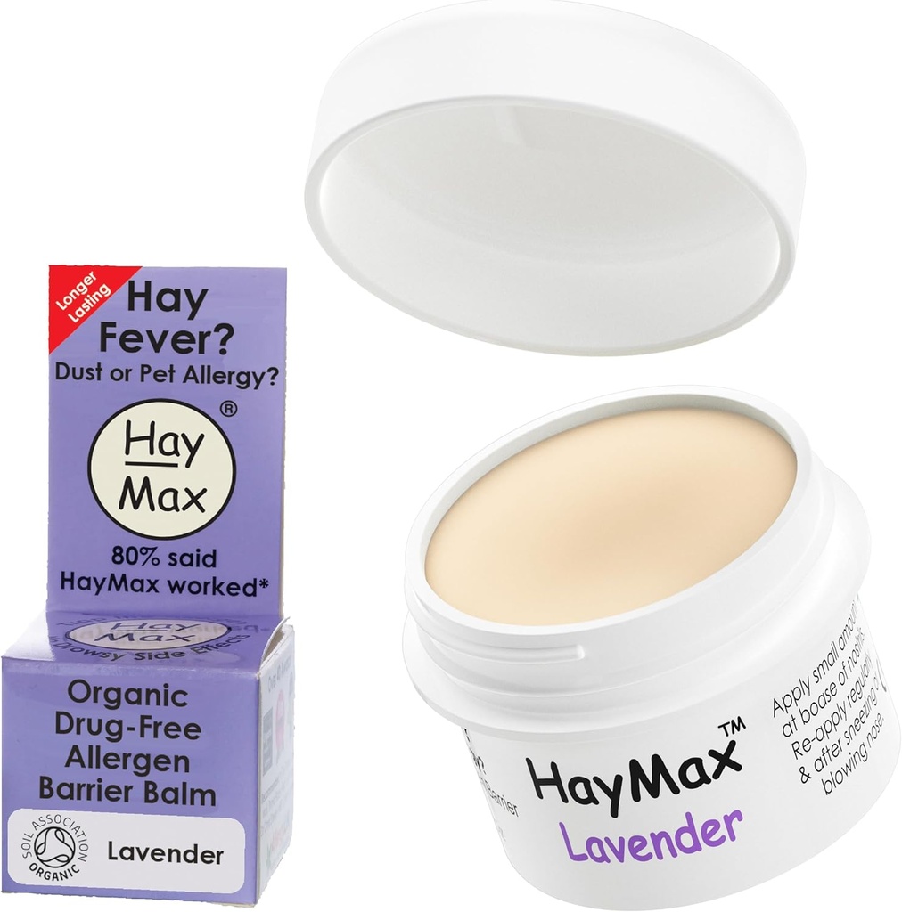 HayMax Alergen Barrier Balm - Lavender 0.17 fl oz - Organic, Natural & Non- Drowsy Hay Fever & Alergie Relief Balm - Blocks Pollen & Other Alergen částice - Skvělé pro dospělé, děti a těhotné ženy
