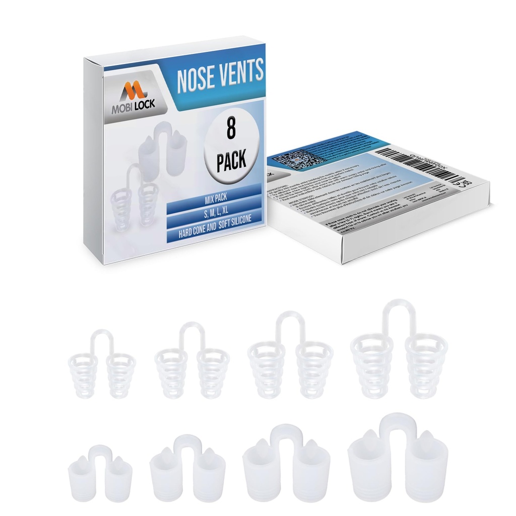 Nosní ventil Sinus Relief Dilator (Balení 8 různých velikostí) - Jednoduché řešení pro nazální slimáky - Opětovné použití Snoring zařízení, aby si klidný noční spánek - by Mobi Lock