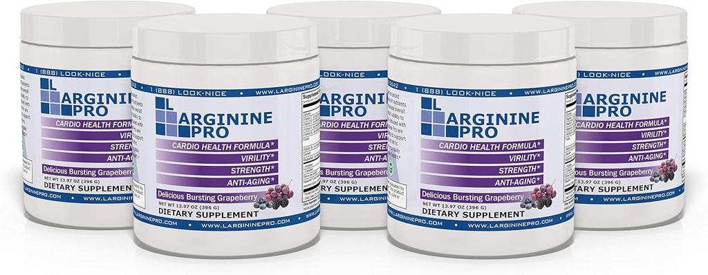 L- ARGINININE PRO RYB124; 5,500mg L- Arginine Plus L- Citrulin 1,100mg Grape Powder Drink Mix Supplement pro zvýšení výroby oxidu dusnatého