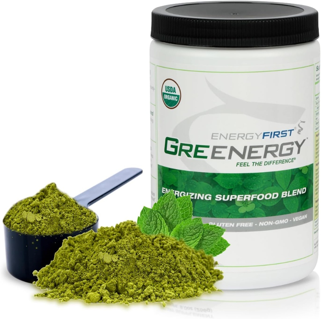 EnergyFirst Energize and Detoxify Greenergy Organic Superfood Powder - Vegan, gluten- Free, Sugar- Free, Non-GMO - 30 Služeb pro denní energii a imunitu Boost!