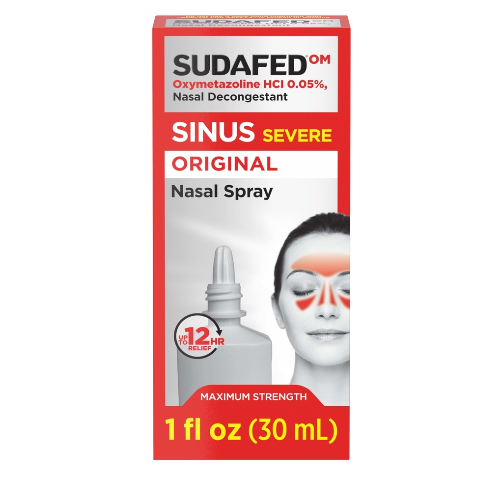 Sudafed Sinus Těžké Originální Nasal Spray, 12 hodin Nasal Spray Decongestant pro rychlé, Výkonné Congestion Relief Vzhledem k nachlazení nebo alergie, Oxymetazolin HCl. 05% Nose Spray, 1 fl. oz
