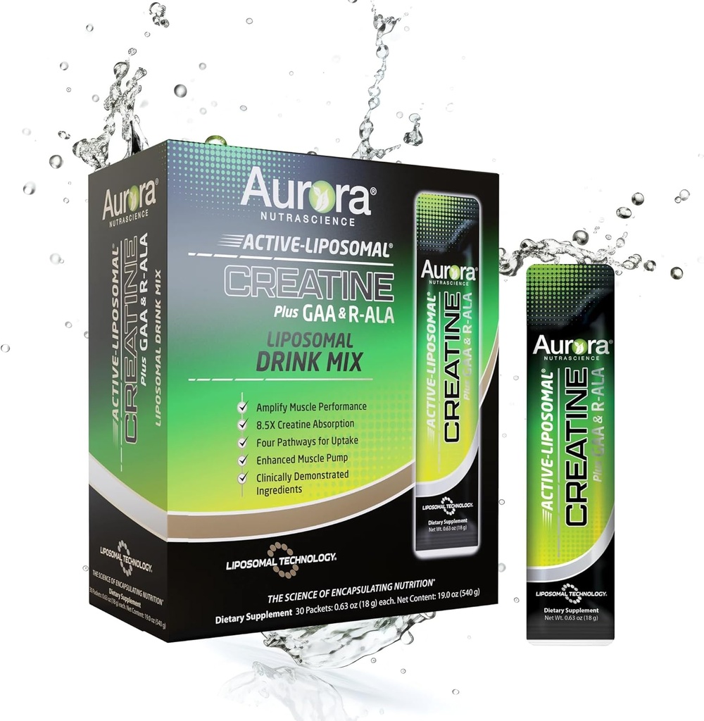 Aurora Nutrascience Active Liposomal ®, Creatine Plus GAA & R-ALA, 30 Packets, 0.63 oz (18 g) Každý