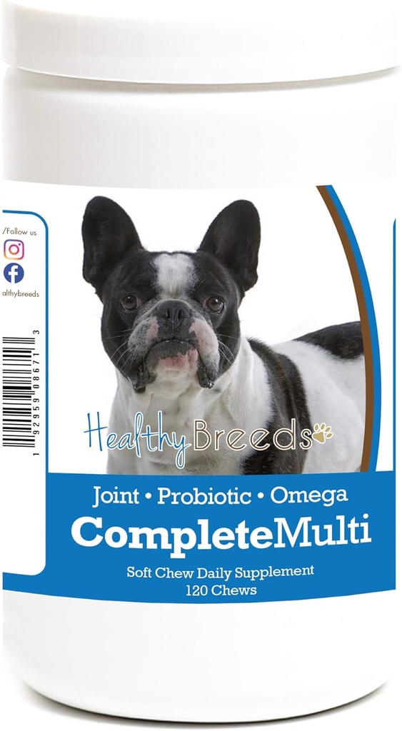 Zdravé plemeno Francouzský buldok Vše v jednom Multivitamin Měkký Chew 120 Počet