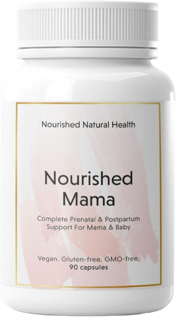 Nourshed Mama Prenatal Multi Vitamin - Vegan Multivitamin pro precepci, těhotenství, poporodní a kojení Podpora - Iron- Free s methylovaný folát & vysoká dávka Cholin - 90 Kapsle