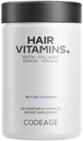 Kodeage Vlasové vitamíny 10000 mcg Biotin, Keratin, Kolagen, Vitamin A, B12, C, D3, E, zinek, kurkuma, Probiotika, Enzymy, Inositol - Podpora péče o vlasy - Zdravé doplňky vlasů pilulky - 120 Kapsle