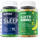 Melatonin Bezspánkové Gummies + 5-HTP Gummies pro dospělé, s GABA, L-Theanine, L-tryptofan, Magnesium, Ashwagandha, Turmeric - Non- Habit Forming, Banana Extract Nápověda pro hluboké relaxace, klid