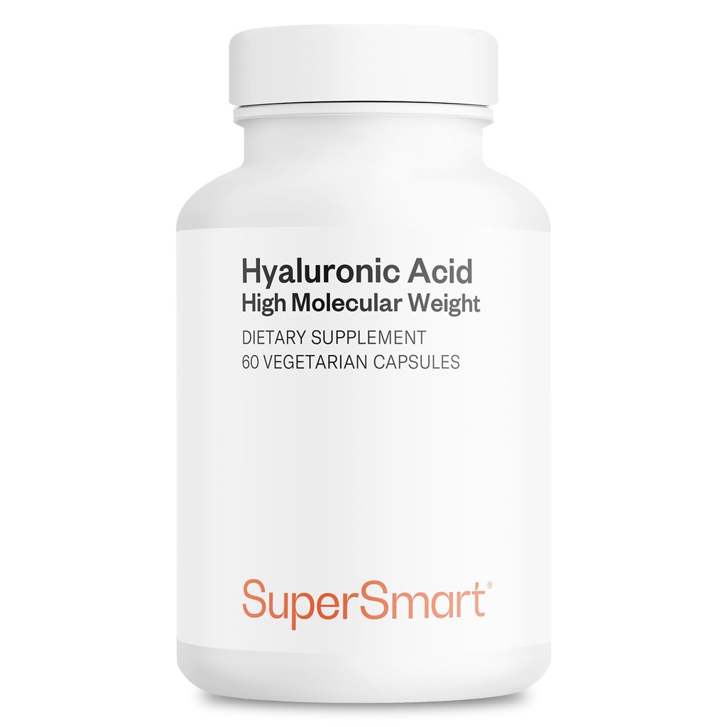 Supersmart Hyaluronic Acid Supplement 300mg / den (Hyaluronát sodný) - vysoká molekulární hmotnost 1,2 milionu Daltonů 124; non-GMO & gluten zdarma - 60 Vegetariánské kapsle